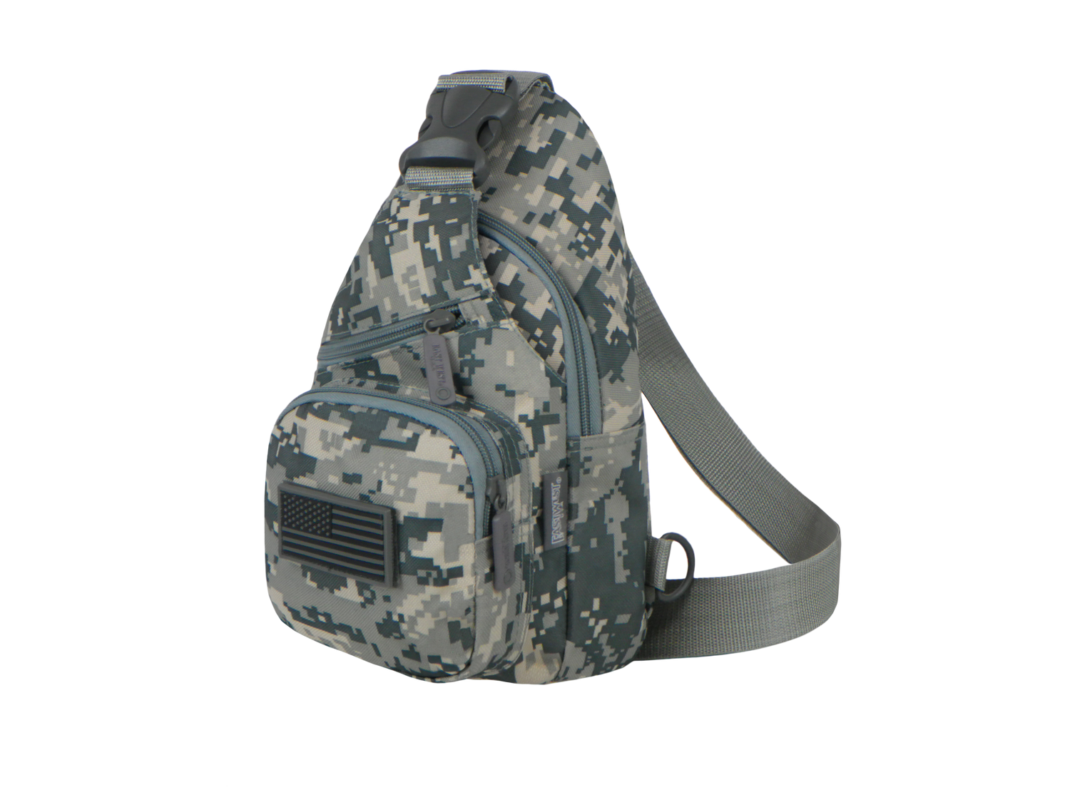 Camouflage sling bag on a white background
