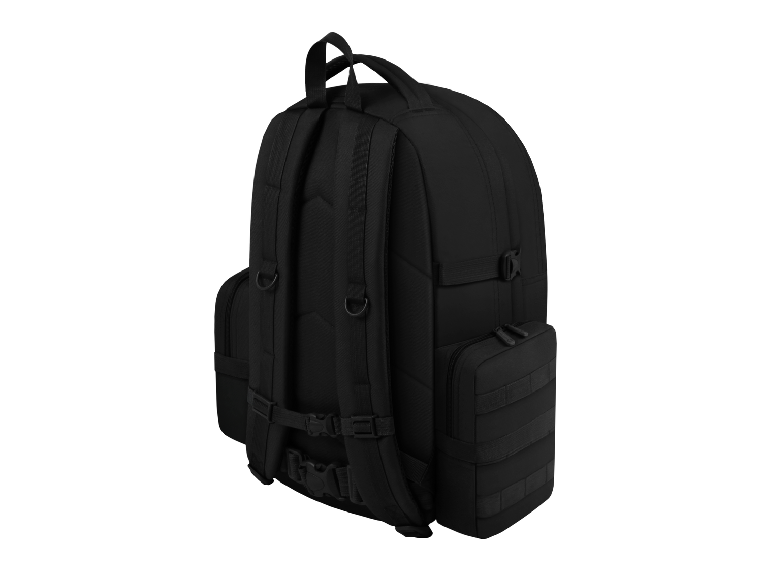 Black backpack on a white background