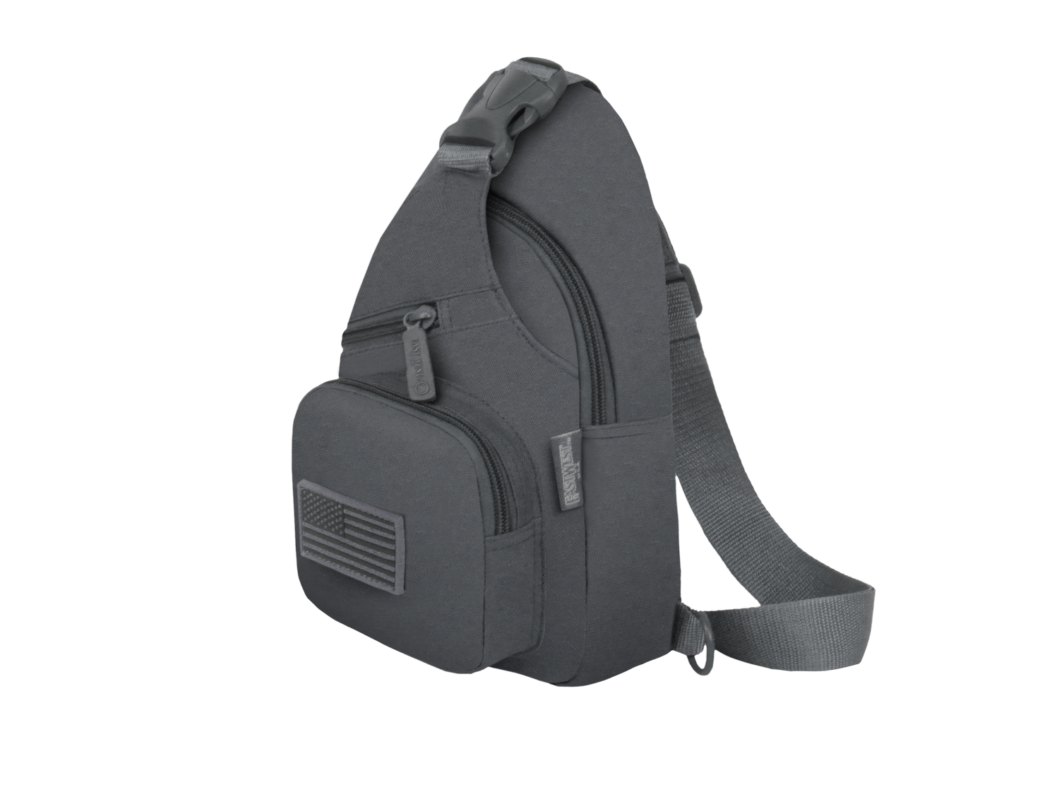 Gray sling bag on a white background