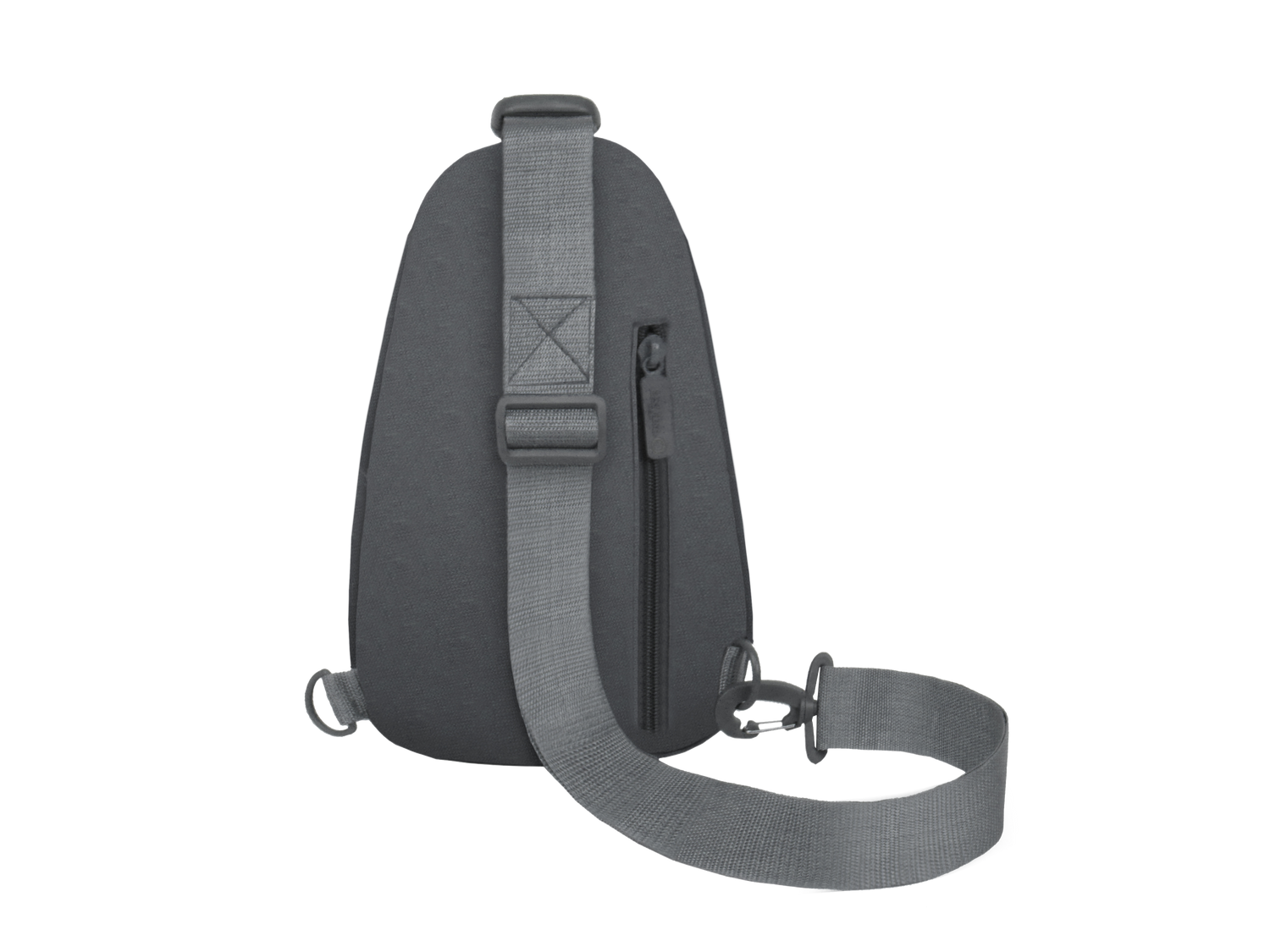 Gray shoulder bag with a strap on a white background