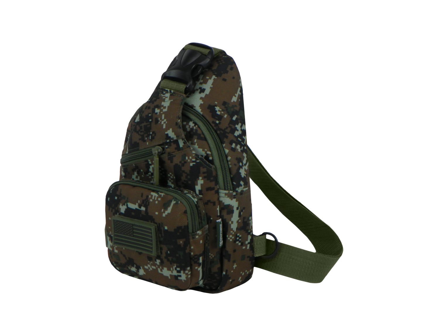 Camouflage sling bag on a white background