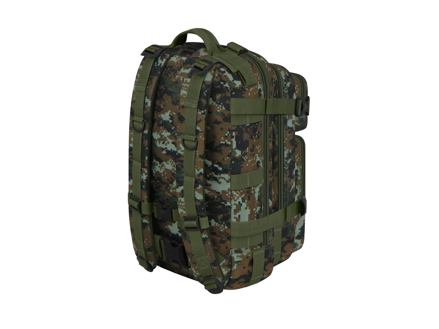 Camouflage backpack on a white background