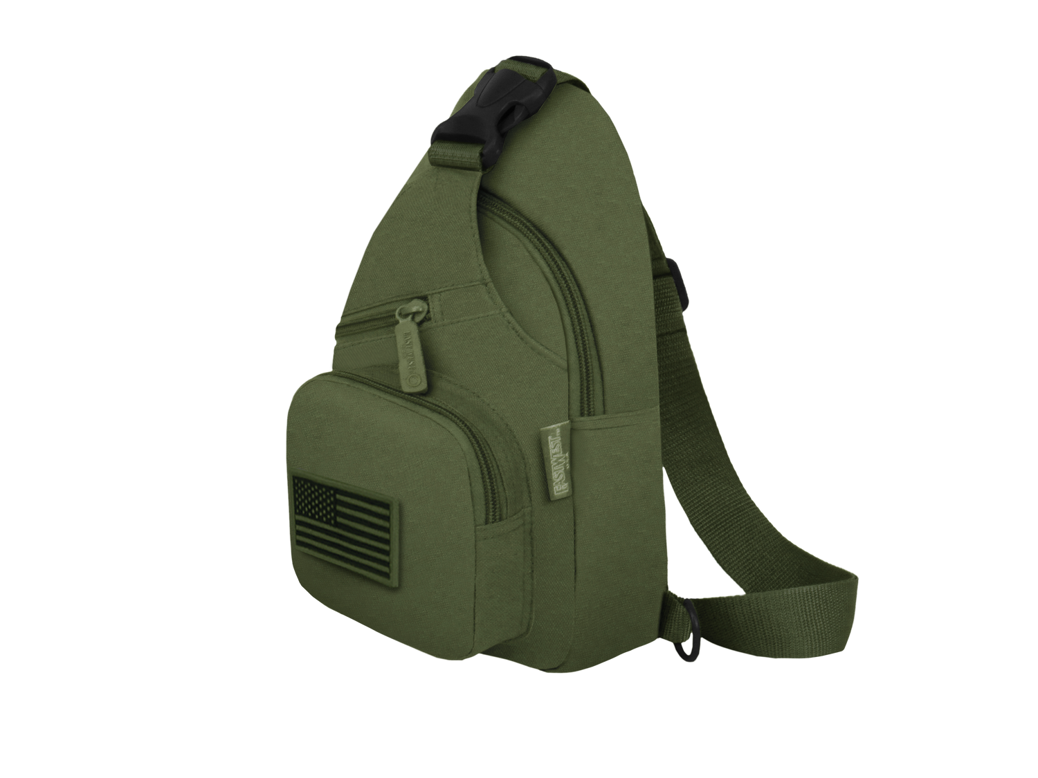 Green sling bag on a white background