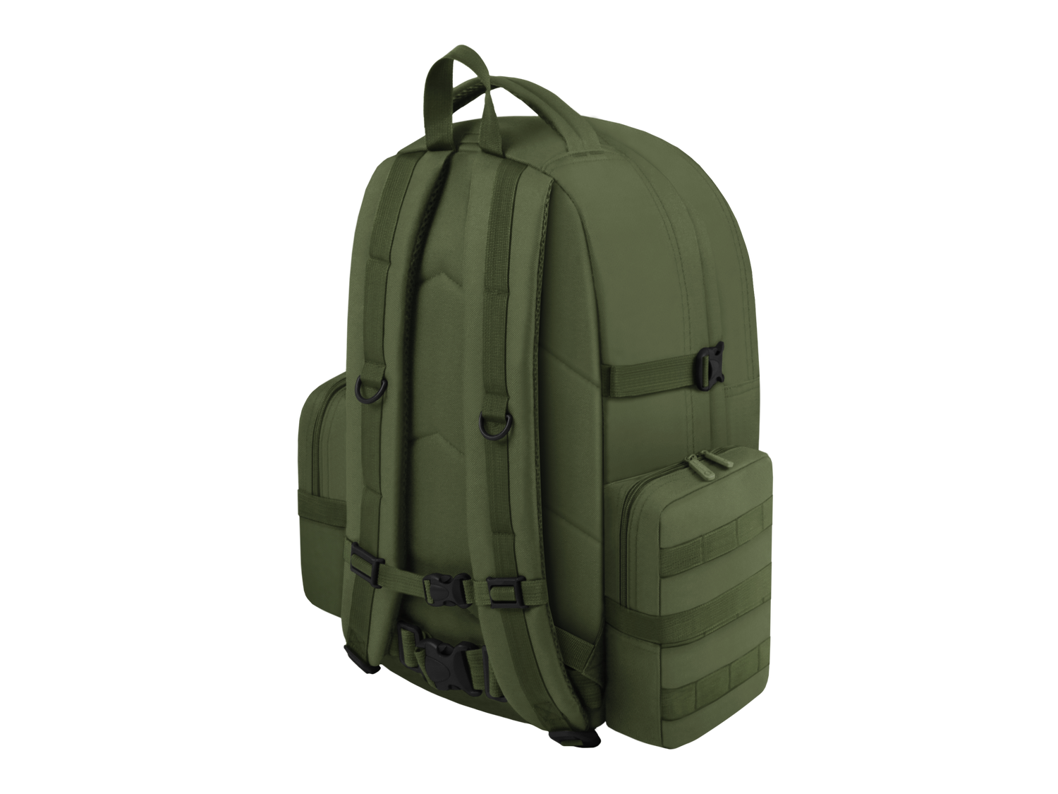 Green backpack on a white background