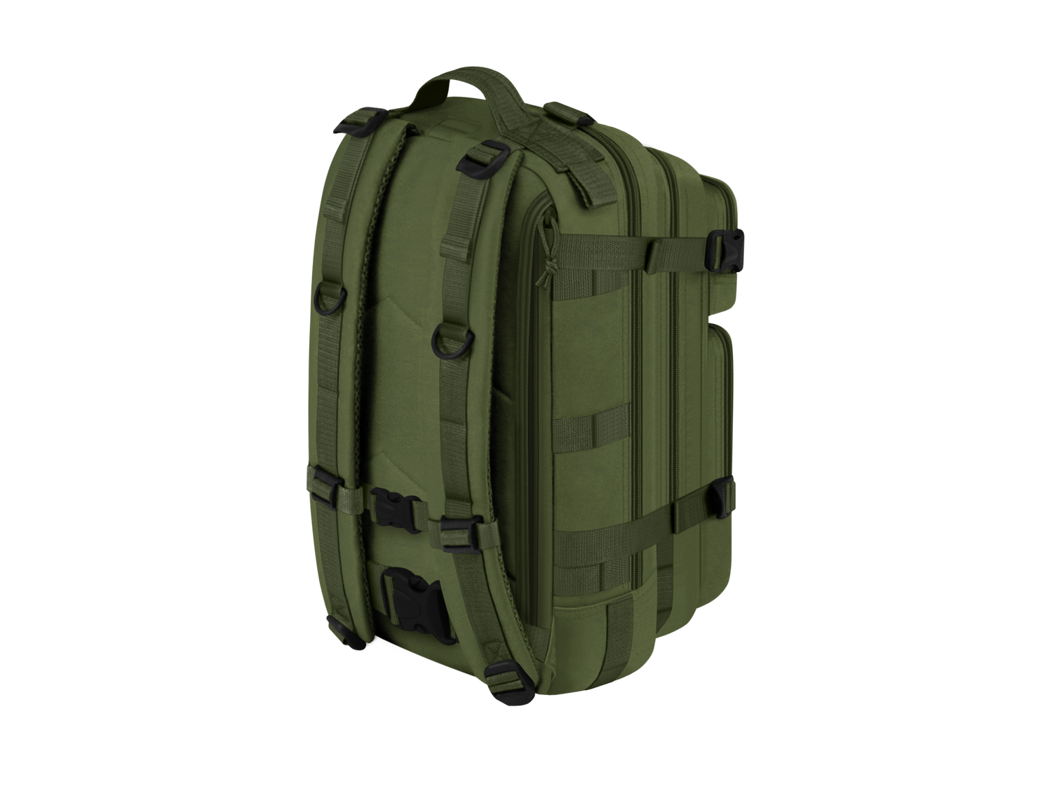Green tactical backpack on a white background