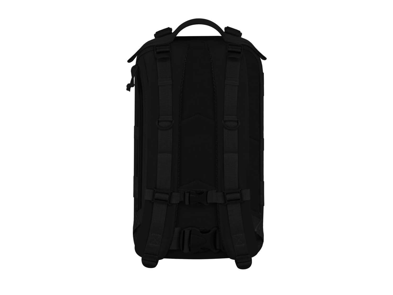 Black backpack on a white background