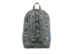 Camouflage backpack on a white background