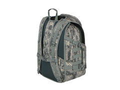 Camouflage backpack on a white background