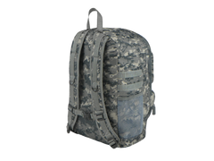Camouflage backpack on a white background