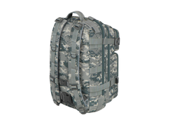 Camouflage backpack on a white background