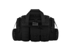 Black tactical bag with multiple pockets and straps on a white background