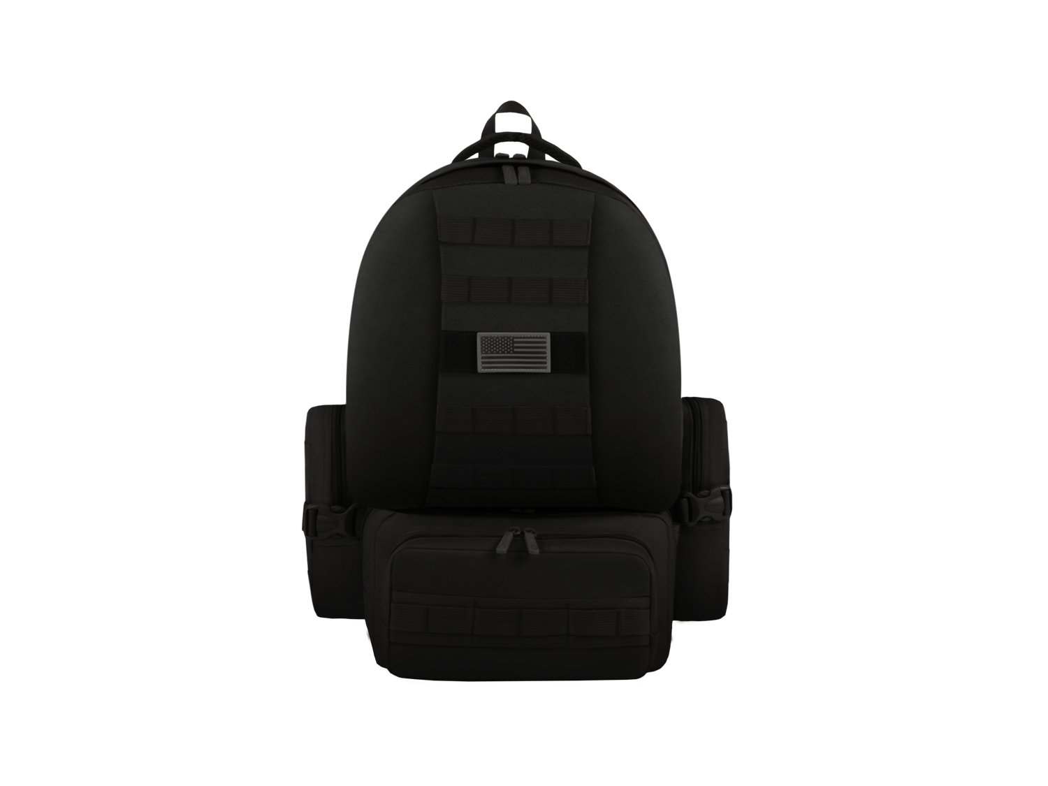 Black backpack on a white background