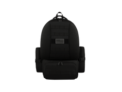 Black backpack on a white background