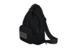 Black sling bag on a white background