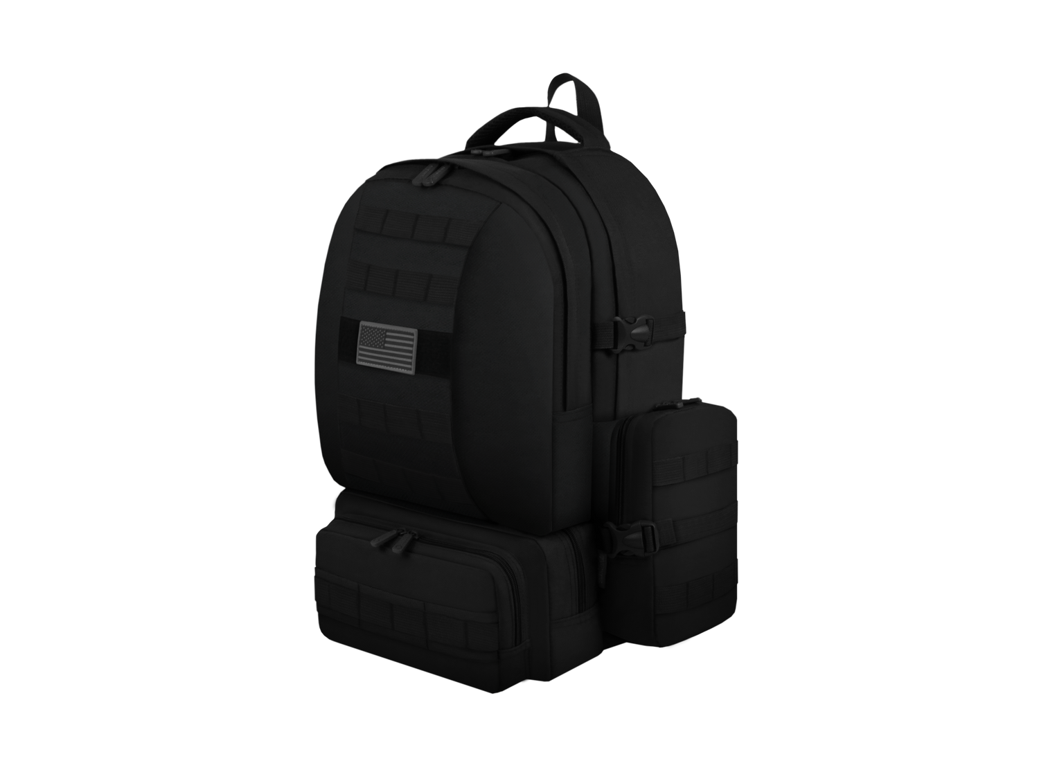 Black backpack on a white background