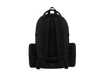 Black backpack shown from the back on a white background
