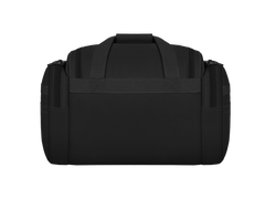 Black duffel bag on a white background