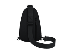 Black sling bag on a white background