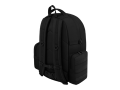Black backpack on a white background