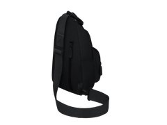 Black sling bag on a white background