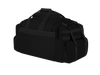 Black duffel bag on a white background