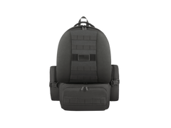 Black tactical backpack on a white background