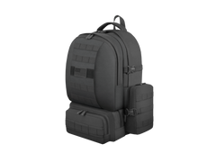 Black tactical backpack on a white background