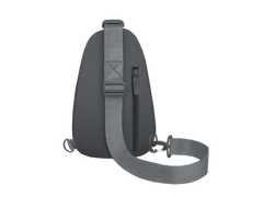 Gray shoulder bag with a strap on a white background