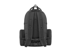 Black backpack on a white background
