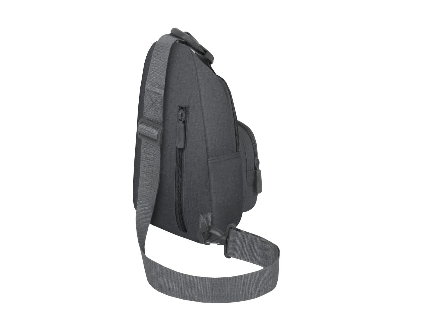 Black sling bag on a white background