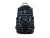 Camouflage backpack with black straps on a white background