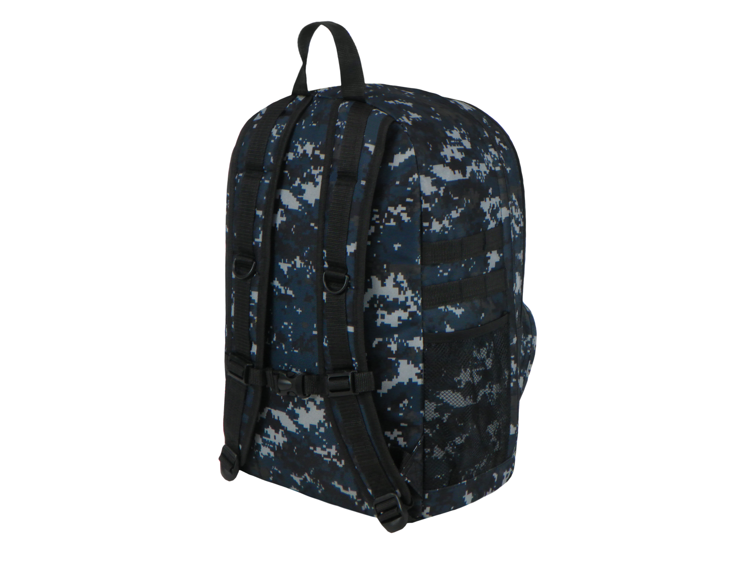 Camouflage backpack on a white background