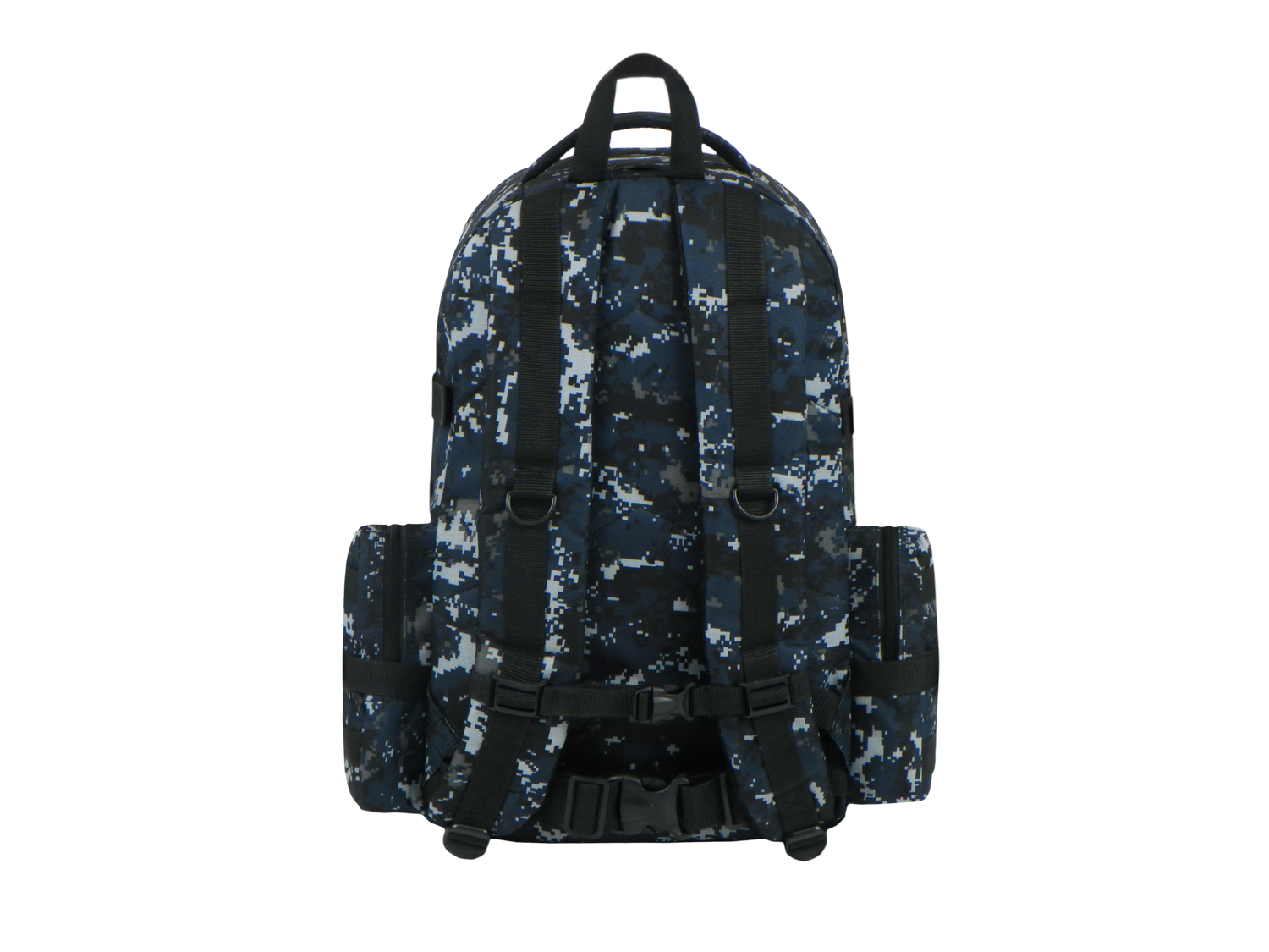 Camouflage backpack on a white background