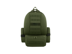 Green tactical backpack on a white background