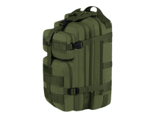 Green tactical backpack on a white background