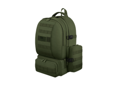Green tactical backpack on a white background