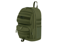 Green tactical backpack on a white background