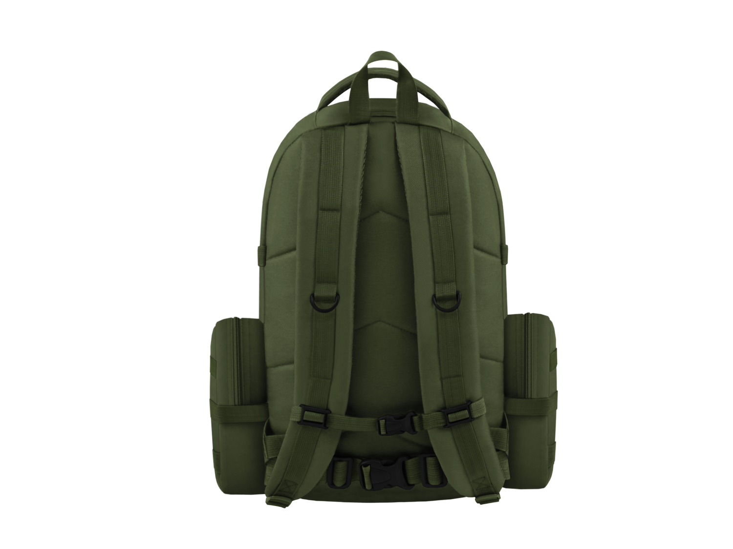Green backpack on a white background