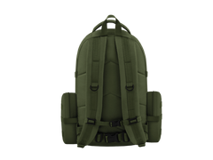 Green backpack on a white background