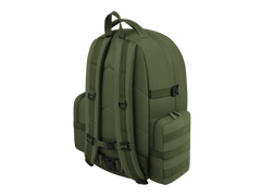 Green backpack on a white background