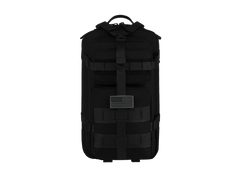 Black tactical backpack on a white background