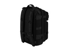 Black tactical backpack on a white background