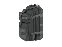Black tactical backpack on a white background
