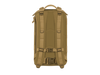 Tan backpack with multiple straps on a white background
