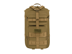 Tan tactical backpack on a white background