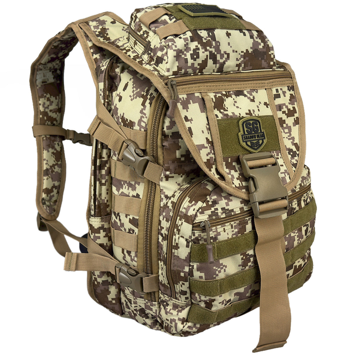 SG704 Transit 34L Commuter Laptop Backpack in Tan ACU - angle view