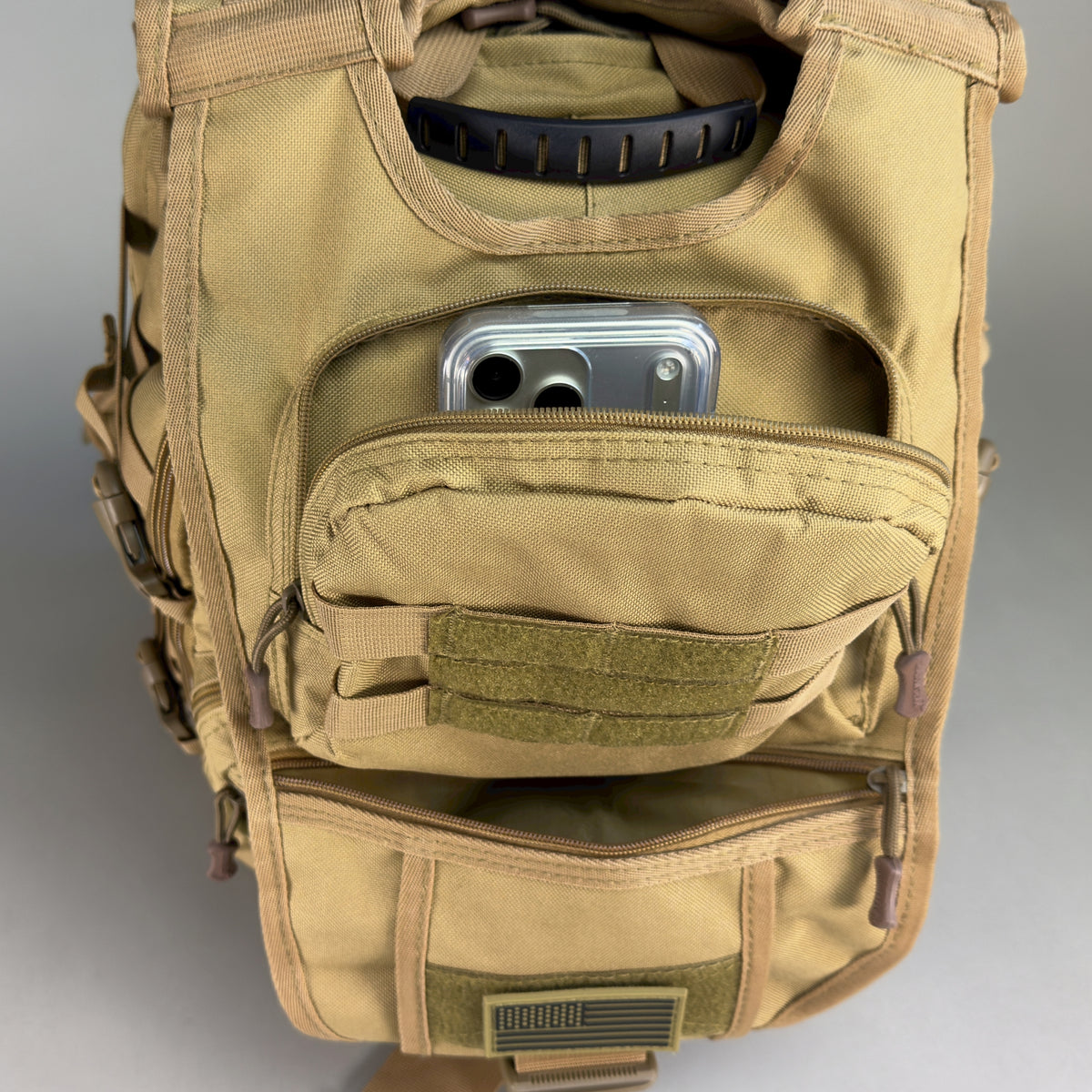 SG704 Transit 34L Commuter Laptop Backpack - top pocket open showing organization