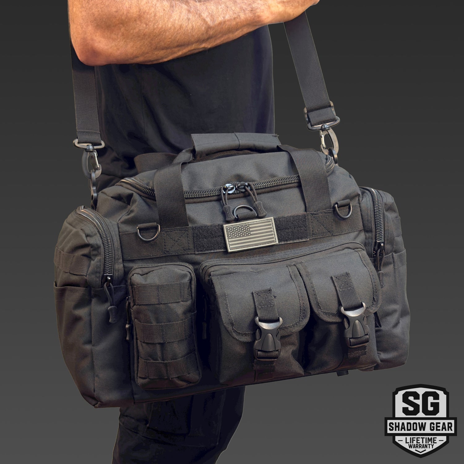 SGD18 Compact Tactical Duffel Bag - 18-inch Heavy Duty Military Style Gear Bag in Black