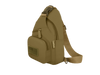 Tan sling bag on a white background