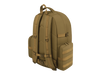 Tan backpack with multiple straps and compartments on a white background